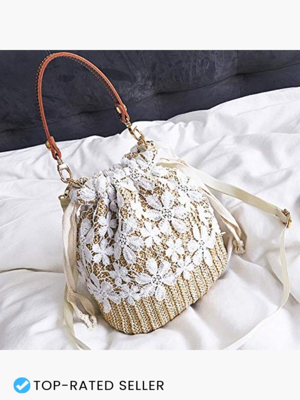 Straw Crossbody Bag Round Woven Shoulder Beach Summer Top Handle Purse Boho - Picture 5 of 7